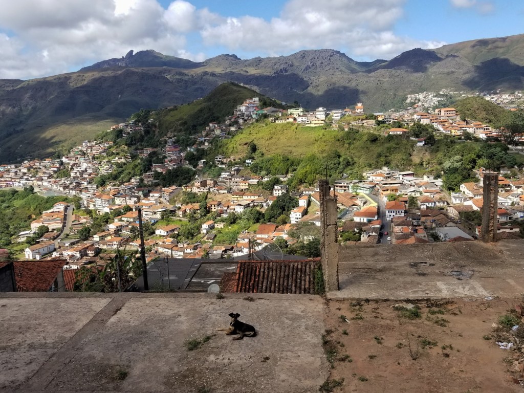 Historic city of Ouro Preto viewed from a hillside lot